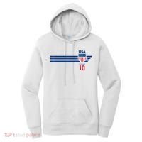 Cool USA Stars Stripes Patriotism US Soccer Fan Jersey Women's Hoodie thumb 0