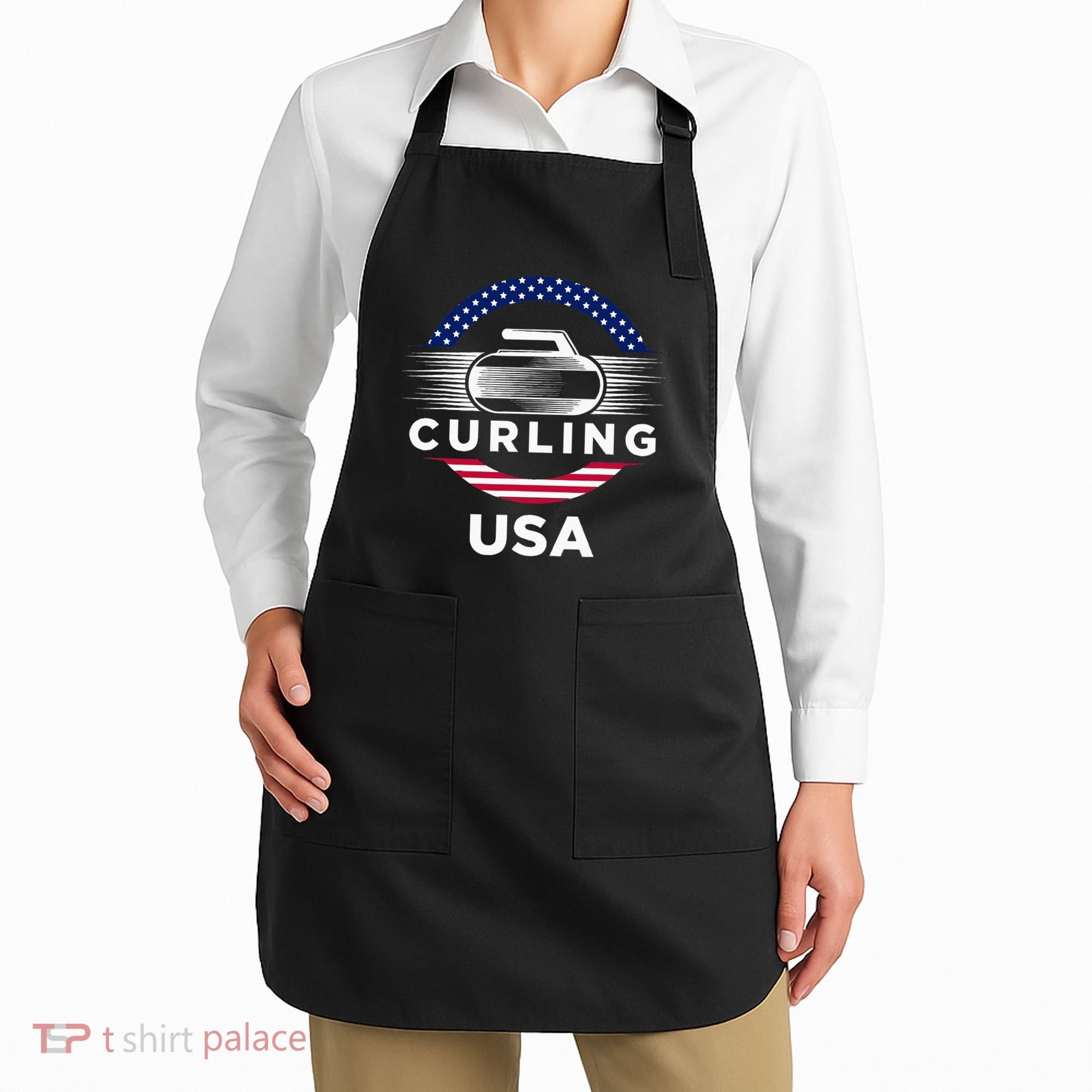 Curling Usa Support Flag Curl Clean Apron