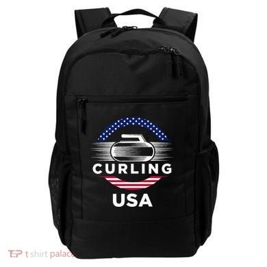 Curling Usa Support Flag Curl Clean Backpack