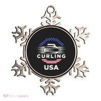 Curling Usa Support Flag Curl Clean Ornament thumb 0
