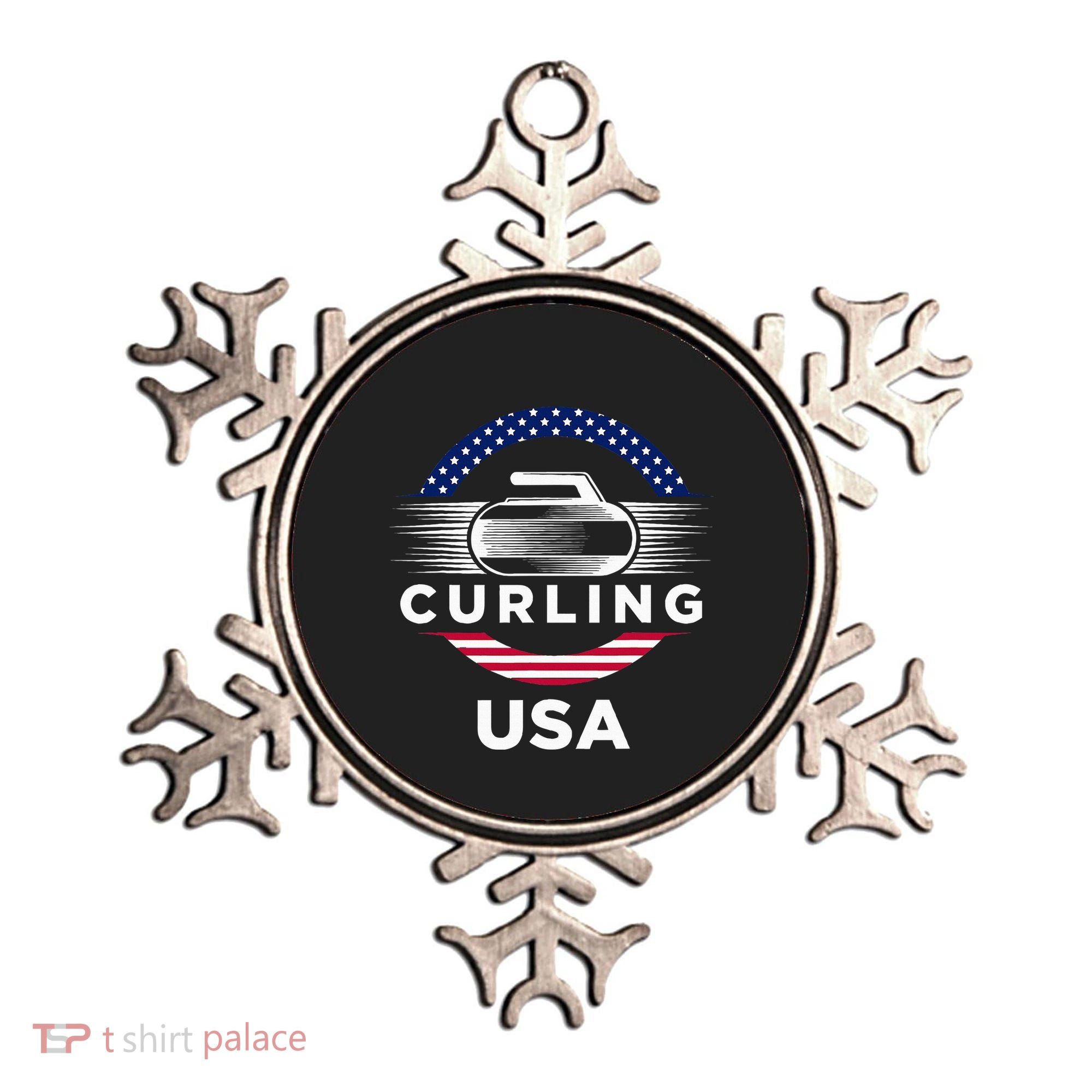 Curling Usa Support Flag Curl Clean Ornament