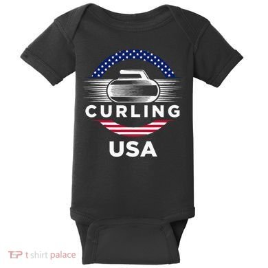 Curling Usa Support Flag Curl Clean Baby Bodysuit