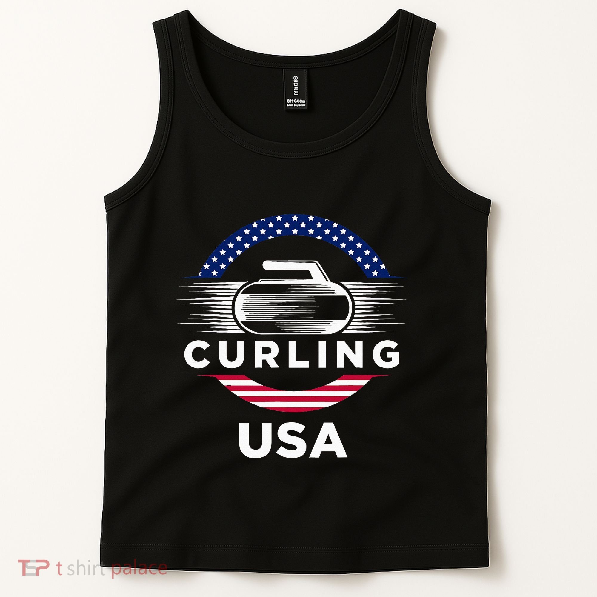 Curling Usa Support Flag Curl Clean Tank Top