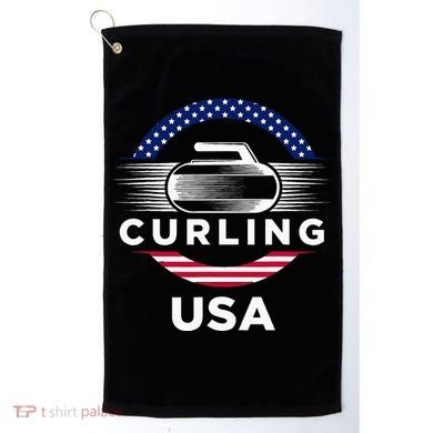 Curling Usa Support Flag Curl Clean Golf Towel