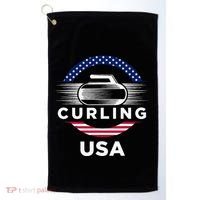 Curling Usa Support Flag Curl Clean Golf Towel thumb 0