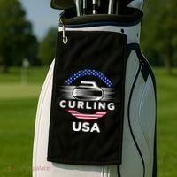 Curling Usa Support Flag Curl Clean Golf Towel thumb 2
