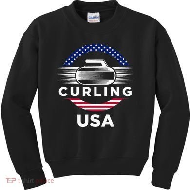 Curling Usa Support Flag Curl Clean Kids Sweatshirt