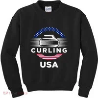 Curling Usa Support Flag Curl Clean Kids Sweatshirt thumb 0