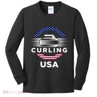 Curling Usa Support Flag Curl Clean Kids Long Sleeve Shirt thumb 0