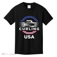 Curling Usa Support Flag Curl Clean Kids T-Shirt thumb 0