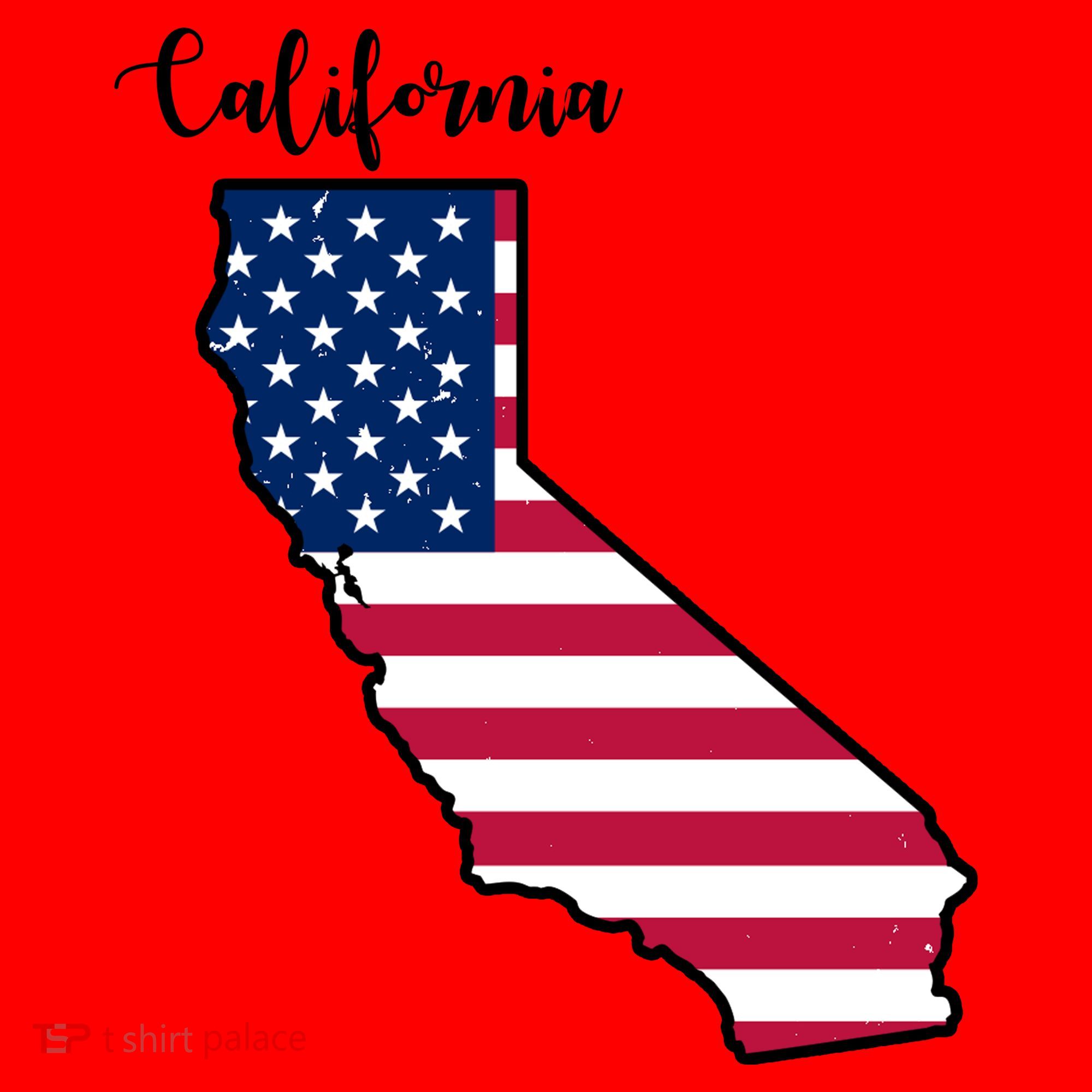 California United States Map Santa Hat