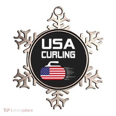 Curling USA Support Team American Flag Winter Sports Lovers Ornament