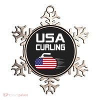 Curling USA Support Team American Flag Winter Sports Lovers Ornament thumb 0