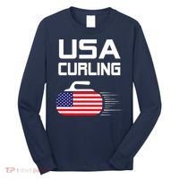 Curling USA Support Team American Flag Winter Sports Lovers Long Sleeve Shirt thumb 0