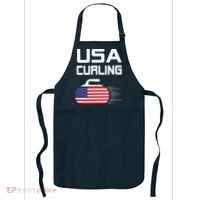 Curling USA Support Team American Flag Winter Sports Lovers Apron thumb 0