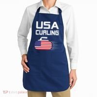 Curling USA Support Team American Flag Winter Sports Lovers Apron thumb 2