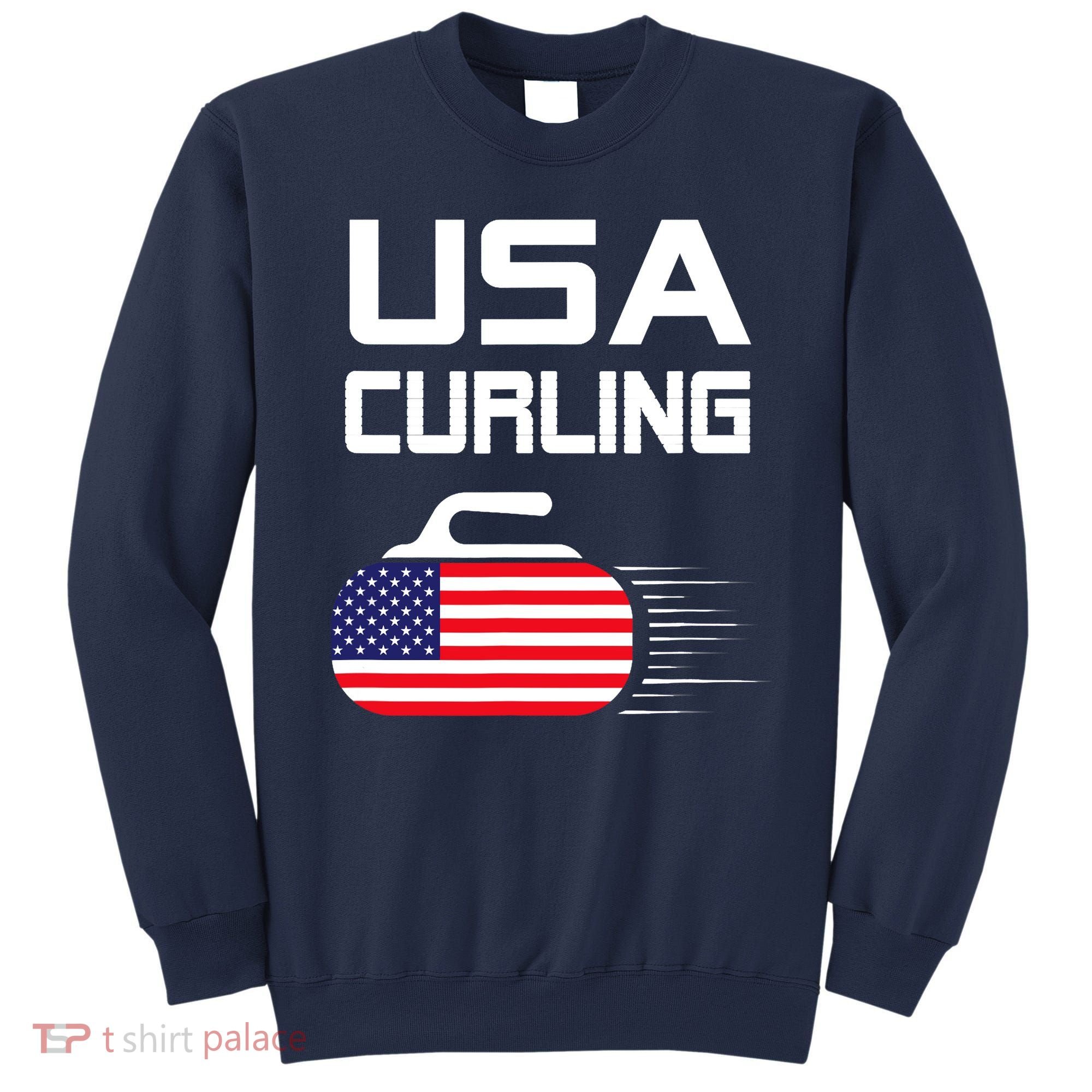 Curling USA Support Team American Flag Winter Sports Lovers Sweatshirt