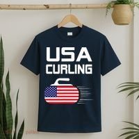 Curling USA Support Team American Flag Winter Sports Lovers T-Shirt thumb 2
