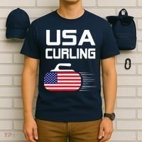Curling USA Support Team American Flag Winter Sports Lovers T-Shirt thumb 6