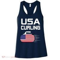 Curling USA Support Team American Flag Winter Sports Lovers Women's Tank Top thumb 0
