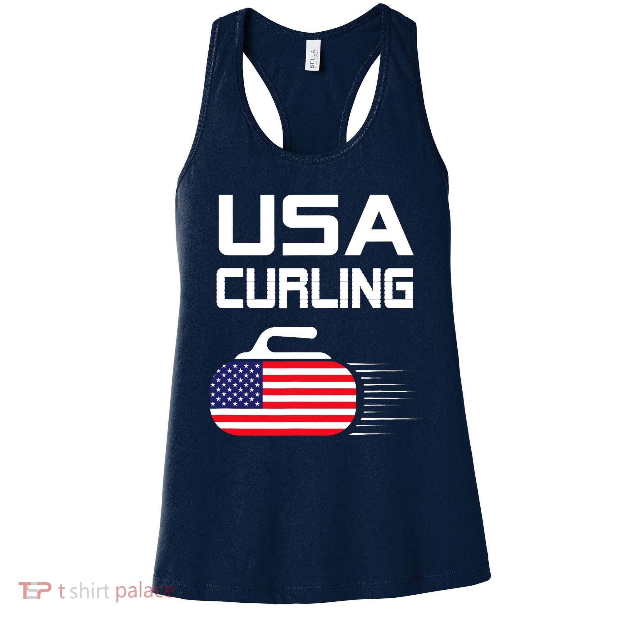 Curling USA Support Team American Flag Winter Sports Lovers Women's Tank Top