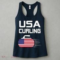 Curling USA Support Team American Flag Winter Sports Lovers Women's Tank Top thumb 3