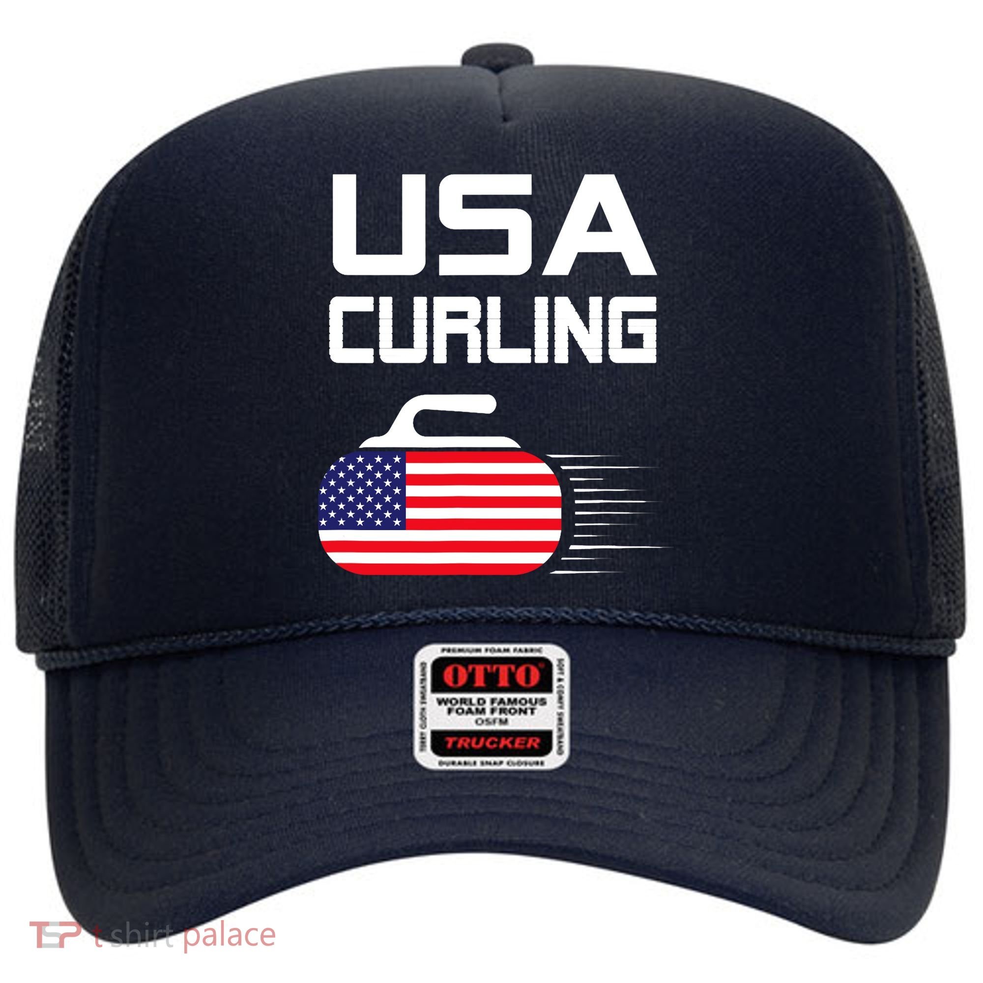 Curling USA Support Team American Flag Winter Sports Lovers Hat