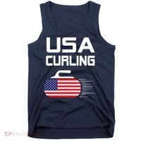 Curling USA Support Team American Flag Winter Sports Lovers Tank Top thumb 0