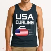 Curling USA Support Team American Flag Winter Sports Lovers Tank Top thumb 3