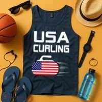Curling USA Support Team American Flag Winter Sports Lovers Tank Top thumb 4
