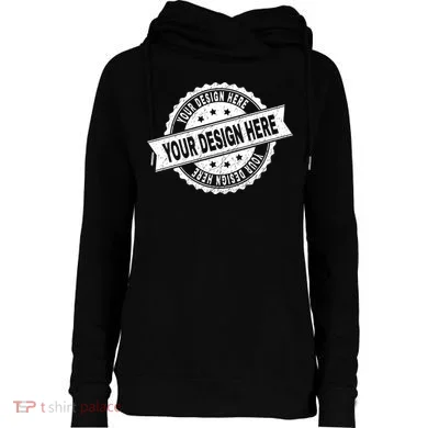 Custom Design Upload Create Your Own  Womens Funnel Neck Pullover Hood