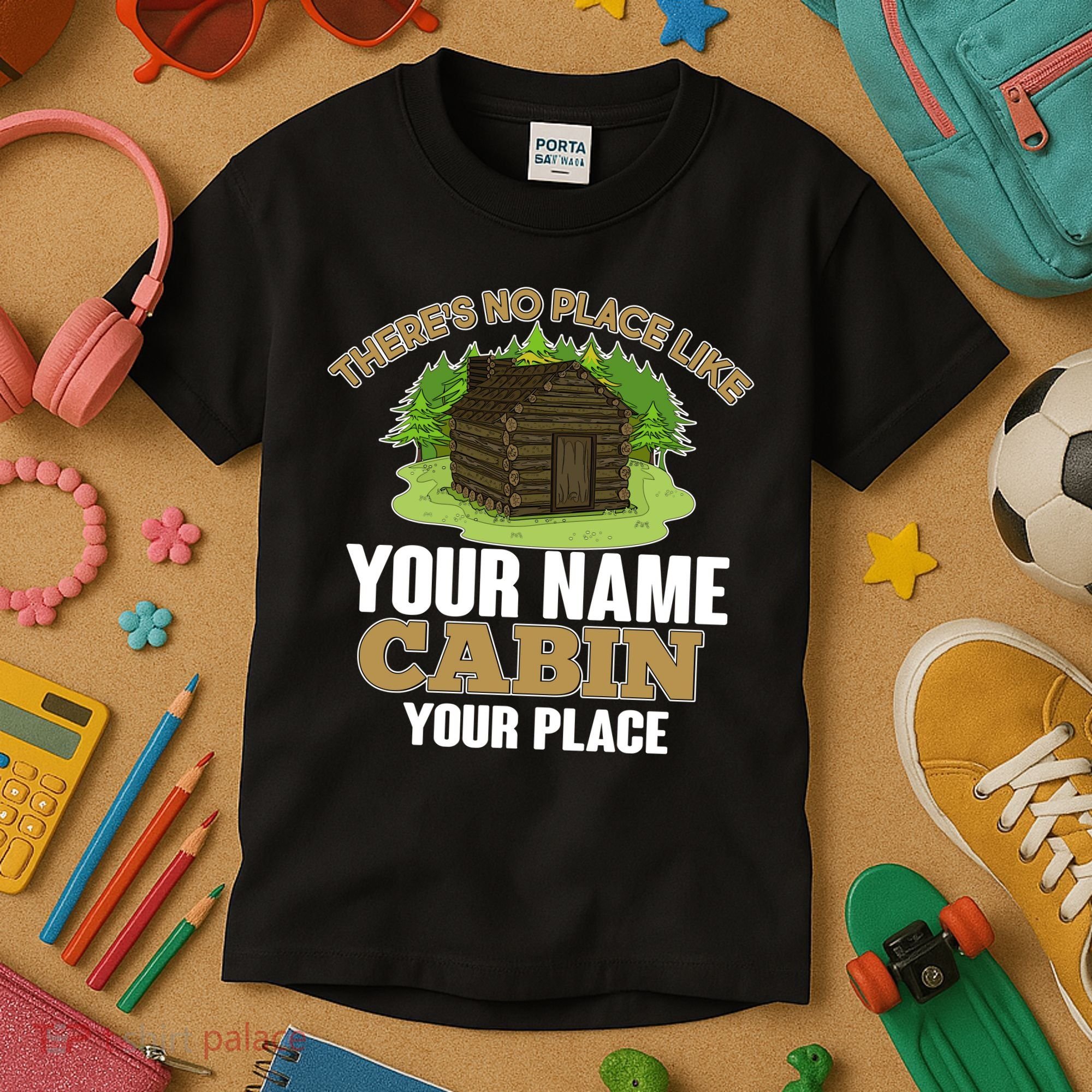 Custom Cabin Camping Trip Personalize Kids T-Shirt