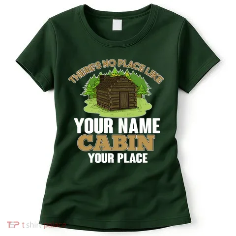 Custom Cabin Camping Trip Personalize Women's T-Shirt in the selected color