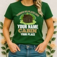 Custom Cabin Camping Trip Personalize Women's T-Shirt thumb 2