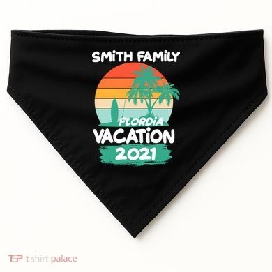 Custom Family Vacation Personalize Design USA-Made Doggie Bandana