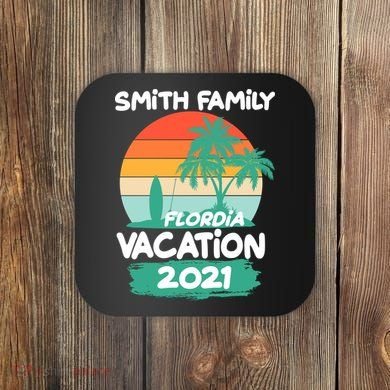 Custom Family Vacation Personalize Design Coaster