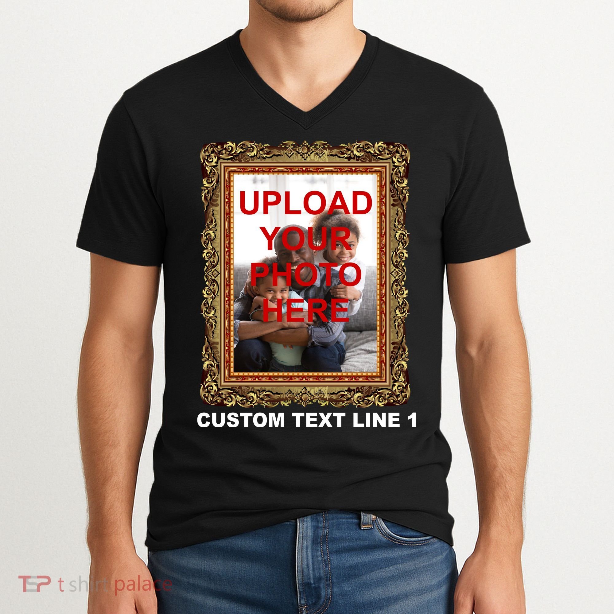 Custom Picture Frame Personalized Text And Photo V-Neck T-Shirt