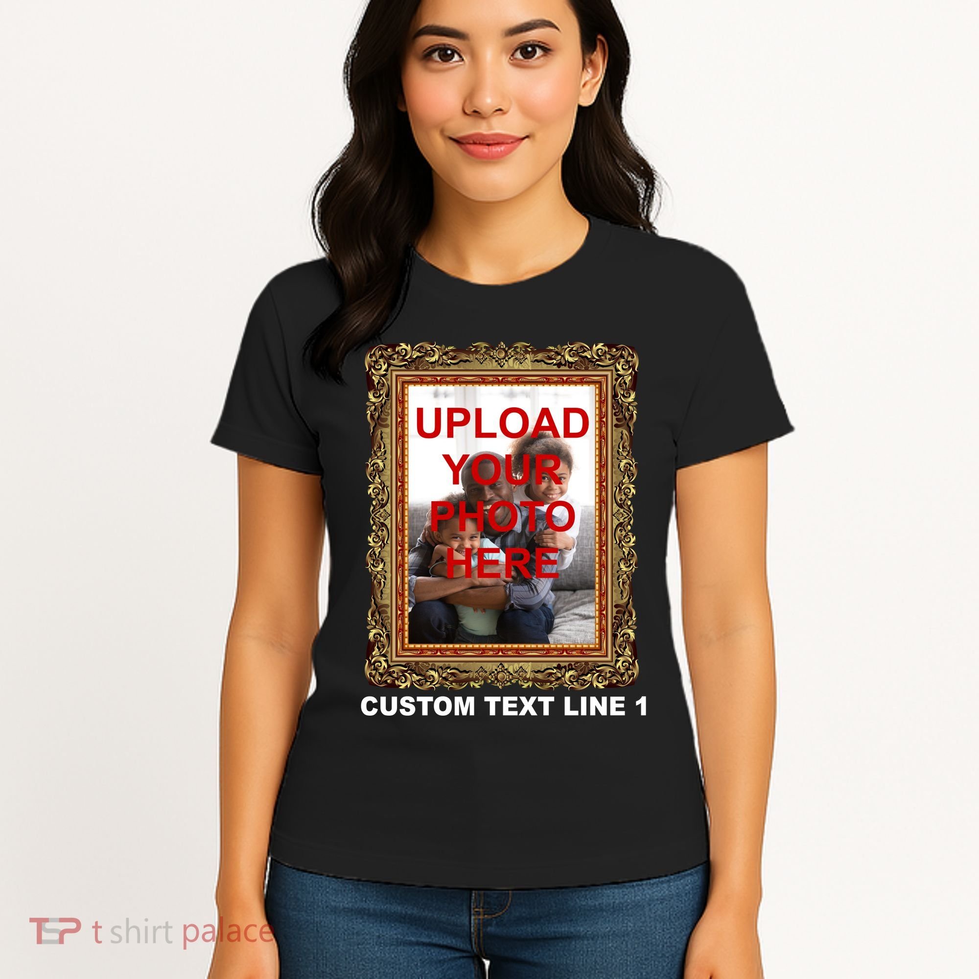 Custom Picture Frame Personalized Text And Photo Women's T-Shirt