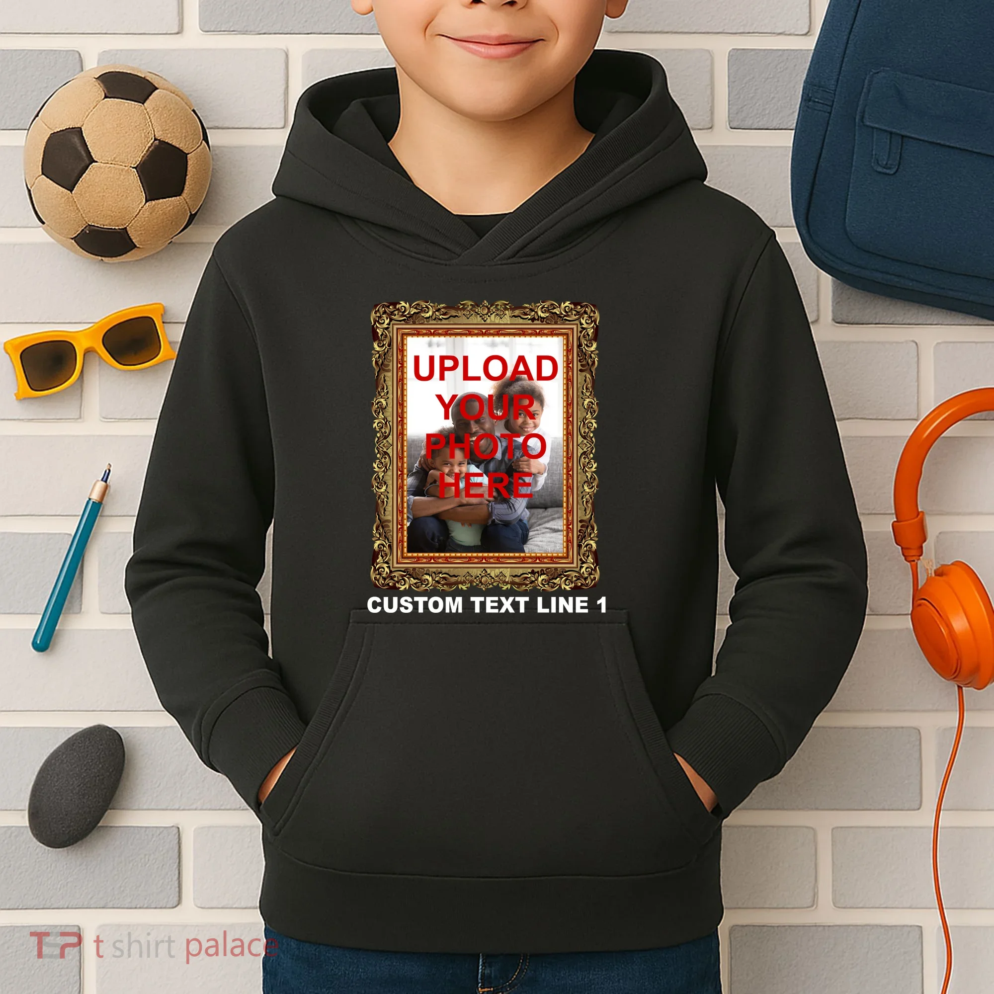Custom Picture Frame Personalized Text And Photo Kids Hoodie