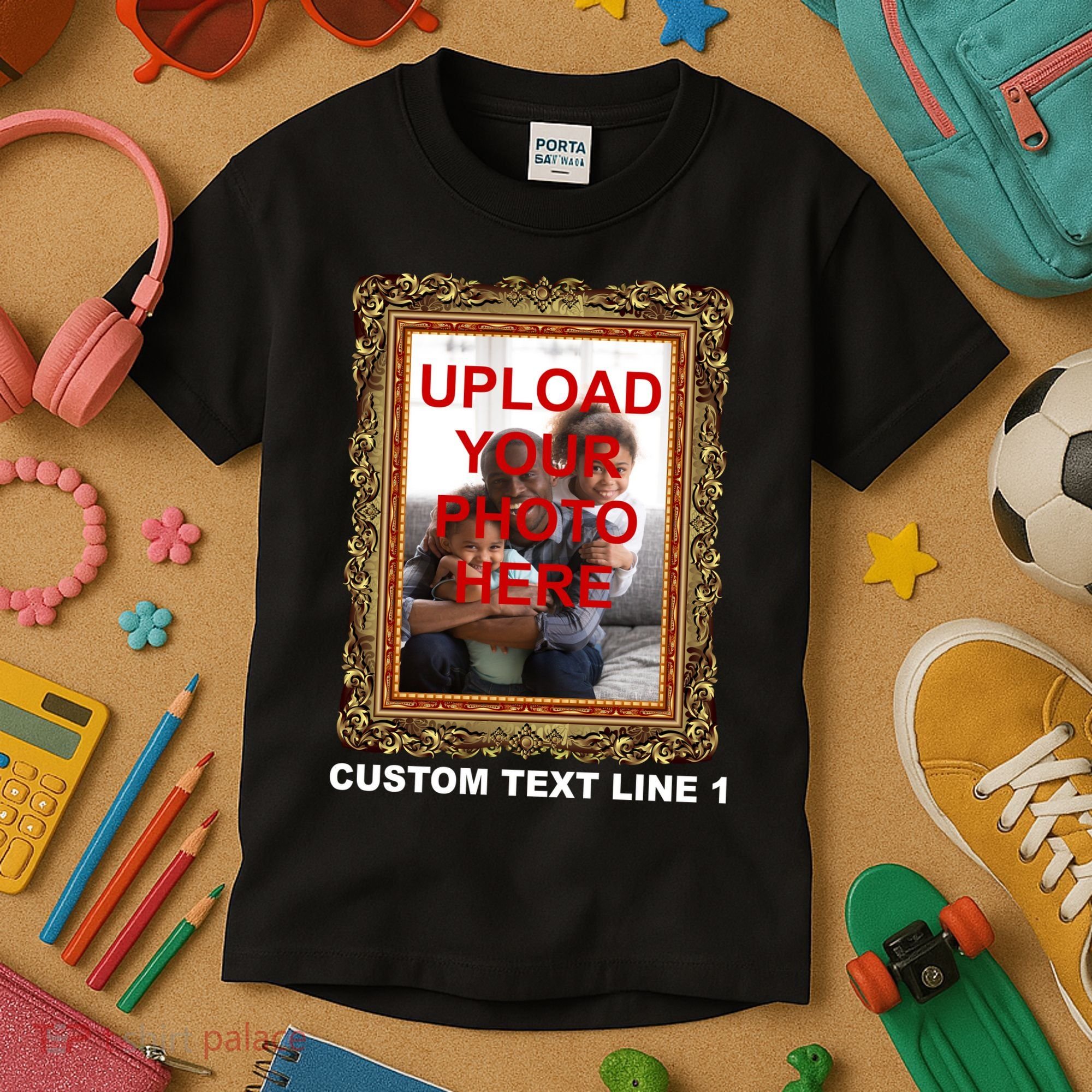Custom Picture Frame Personalized Text And Photo Kids T-Shirt
