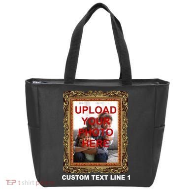 Custom Picture Frame Personalized Text And Photo Tote Bag