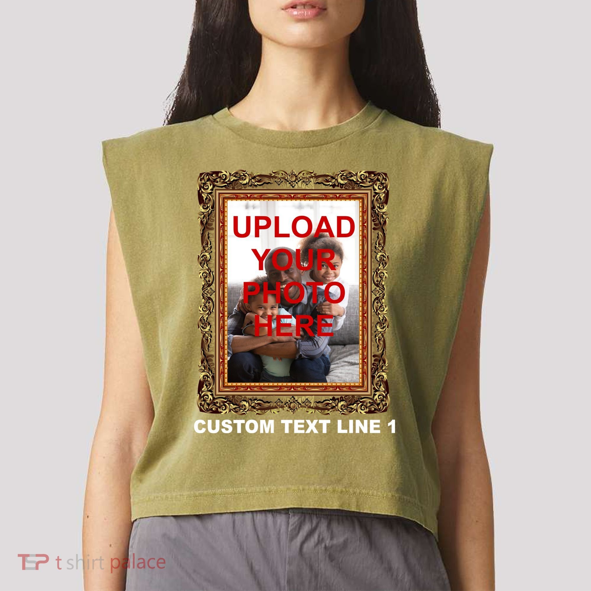 Custom Picture Frame Personalized Text And Photo Garment-Dyed Women's Muscle Tee