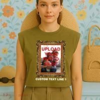 Custom Picture Frame Personalized Text And Photo Garment-Dyed Women's Muscle Tee thumb 4