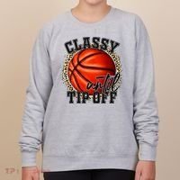 Classy Until Tip Off Funny Basketball Mom Leopard Women's Sweatshirt thumb 0