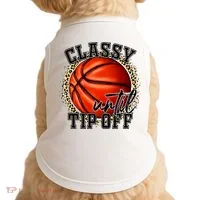 Classy Until Tip Off Funny Basketball Mom Leopard Doggie Tank thumb 0