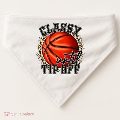 Classy Until Tip Off Funny Basketball Mom Leopard USA-Made Doggie Bandana