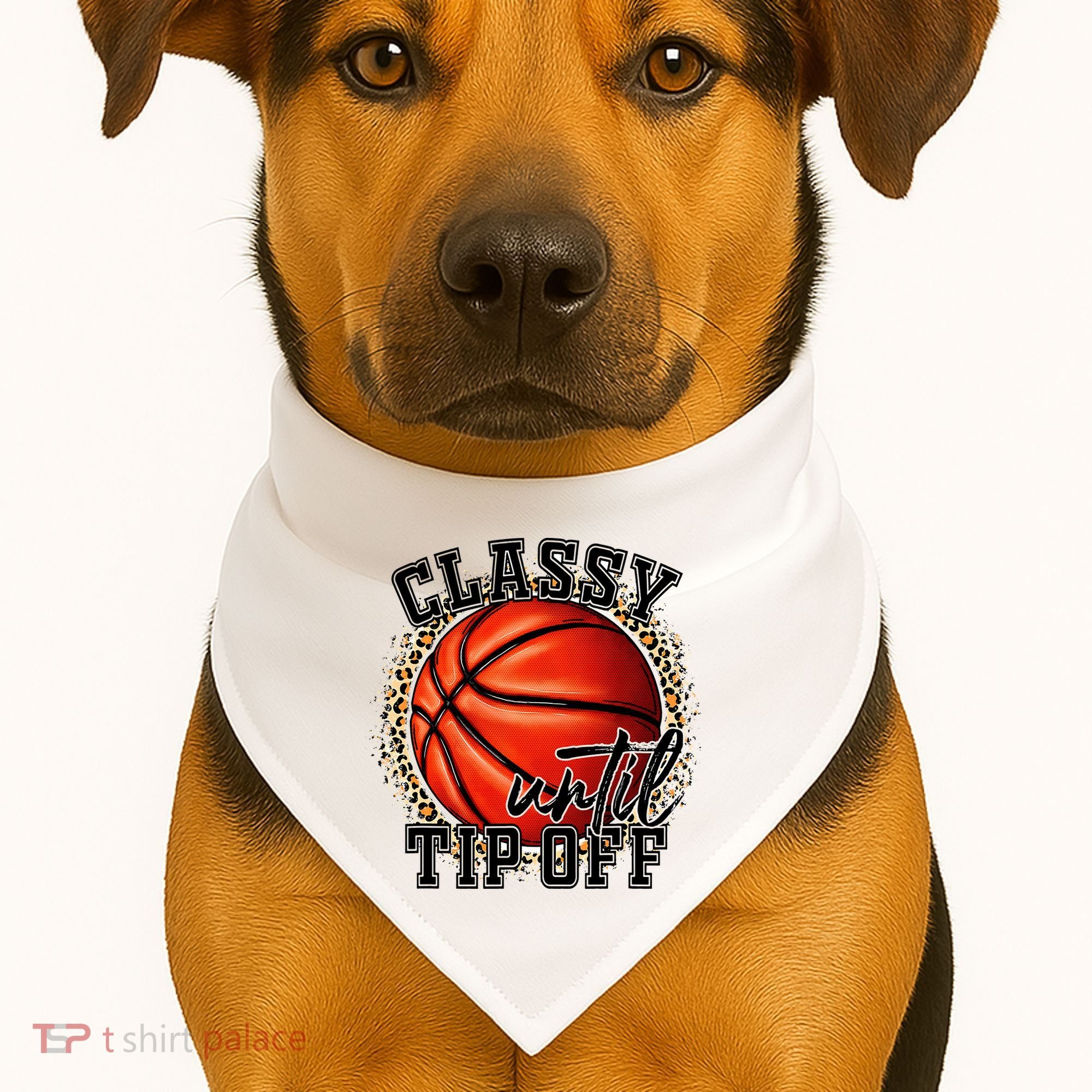 Classy Until Tip Off Funny Basketball Mom Leopard USA-Made Doggie Bandana