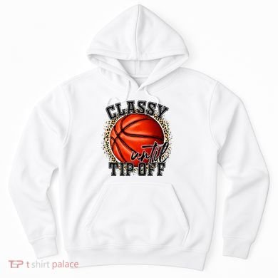 Classy Until Tip Off Funny Basketball Mom Leopard Hoodie