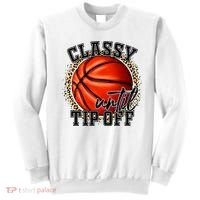Classy Until Tip Off Funny Basketball Mom Leopard Sweatshirt thumb 0