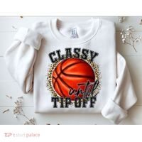 Classy Until Tip Off Funny Basketball Mom Leopard Sweatshirt thumb 2